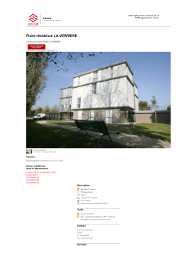 Fiche r&eacute;sidence LA VERRIERE