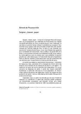 G&eacute;rard de Pouvourville : Soigner, classer, payer