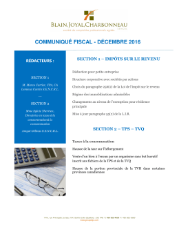 communiqué fiscal - décembre 2016