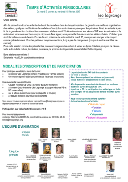 temps d`activités périscolaires