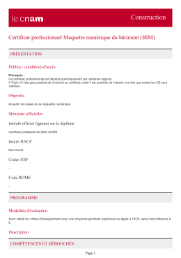 Certificat professionnel Maquette num&eacute;rique du