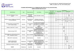 Planning de la formation doctorale 2016/2017