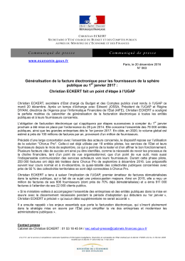 Communiqué de presse Communiqué de presse Généralisation de