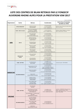 Liste des Centres de Bilan VSM - Fongecif Rhône