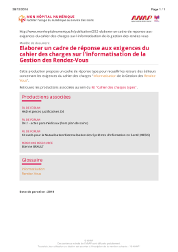 Mon H&ocirc;pital Num&eacute;rique - Elaborer un cadre de r&eacute;ponse aux