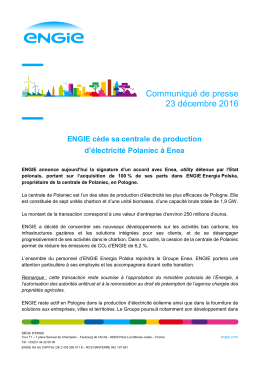 Communiqu&eacute; de presse 23 d&eacute;cembre 2016