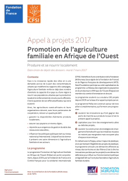 Appel &agrave; projets 2017 - Fondation de France