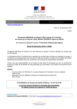Invitation presse Invitation presse Christophe SIRUGUE secrétaire d