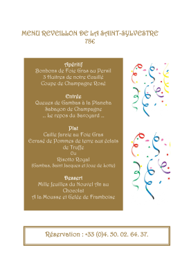 MENU REVEILLON DE LA SAINT-SYLVESTRE 78€ Réservation : +