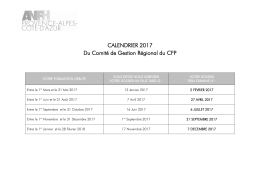 CALENDRIER 2017 Du Comité de Gestion Régional du CFP