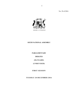 FIRST SESSION TUESDAY 20 DECEMBER 2016