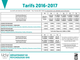 Grille des tarifs 2016-2017