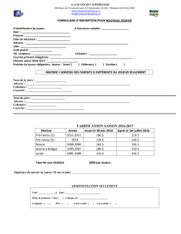 Formulaire nouveau joueur