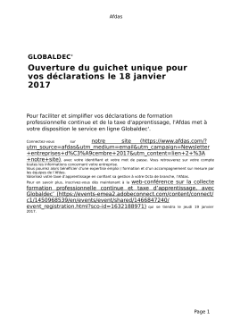 Ouverture du guichet unique pour vos déclarations le 18