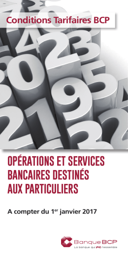 Conditions et tarifs des services bancaires aux