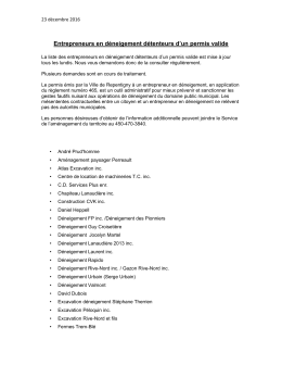 Entrepreneurs en d&eacute;neigement d&eacute;tenteurs d`un permis valide