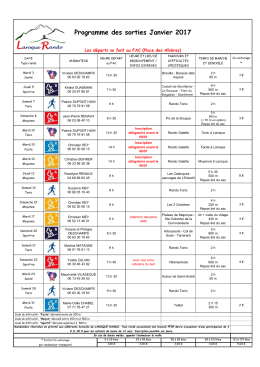 Le programme de Janvier est disponible