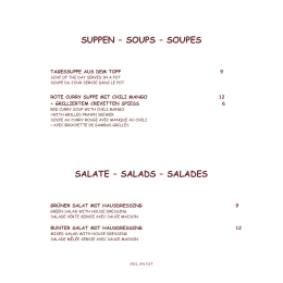 SUPPEN &ndash; SOUPS &ndash; SOUPES SALATE &ndash; SALADS &ndash; SALADES