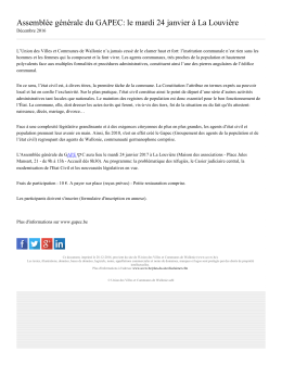 Assemblée générale du GAPEC: le mardi 24 janvier à La