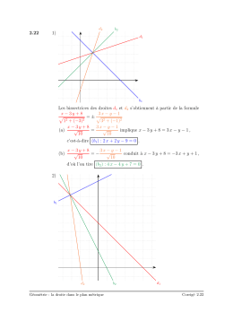 2.22 1) Les bissectrices des droites d1 et d2 s`obtiennent &agrave; partir de