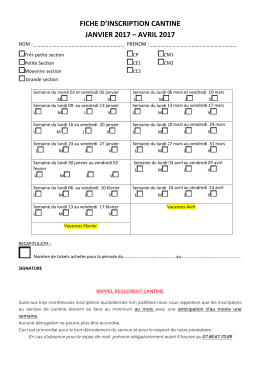 Bulletin d`inscription cantine janvier