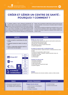 créer et gérer un centre de santé : pourquoi ? comment