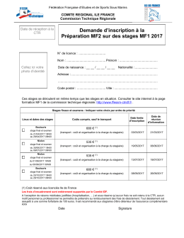 Demande d`inscription &agrave; la Pr&eacute;paration MF2 sur des stages MF1 2017