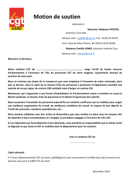Motion de soutien Cgt Cora Al&egrave;s d&eacute;cembre 2016