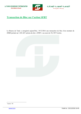 Transaction de Bloc sur l`action SFBT