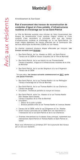 &Eacute;tat d`avancement des travaux de reconstruction de conduites d