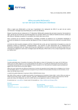 Affine accueille McDonald`s sur son site Quai des Marques