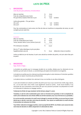 LISTE DE PRIX