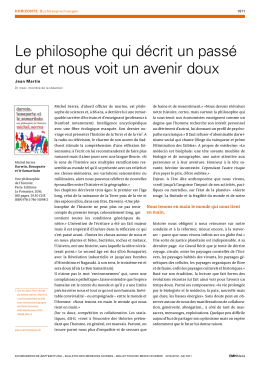Le philosophe qui décrit un passé dur et nous voit un avenir doux