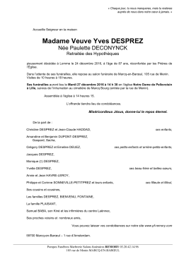 Paulette DESPREZ _rose - Pompes Fun&egrave;bres R&eacute;mory