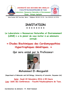 invitation - Universit&eacute; Sidi Mohamed Ben Abdellah