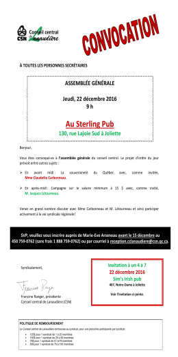 Convocation assembl&eacute;e g&eacute;n&eacute;rale - Conseil central de Lanaudi&egrave;re