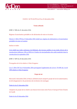 DANS L`ACTUALITE du 20 au 22 d&eacute;cembre 2016 Textes officiels