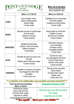 Menus de la semaine