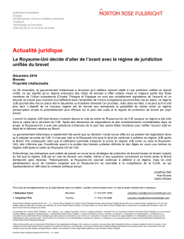 Actualit&eacute; juridique Le Royaume-Uni d&eacute;cide d`aller de l`avant avec le