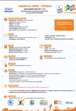L`annonce de course - Marseille Course d`Orientation