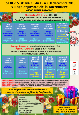 Stage progression - Bienvenue au Village &eacute;questre de la Bazonni&egrave;re