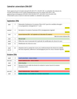 Calendrier universitaire 2016-2017