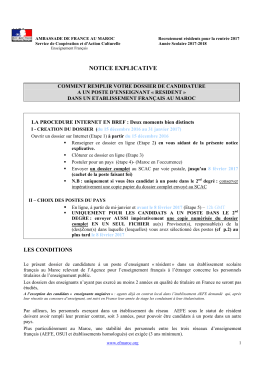 notice explicative - Recrutement des personnels R&eacute;sidents AEFE