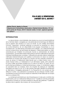 pca-iv avec le rémifentanil l`intérêt est-il justifié