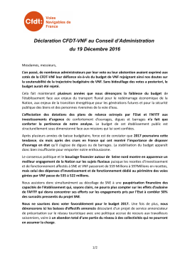 Déclaration Conseil d`administration - CFDT-VNF