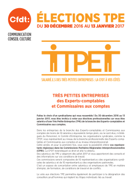 &eacute;lections tPe - CFDT F3C Communication Conseil Culture