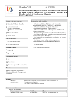 Circulaire n°6004 du 23/12/2016 Recrutement d`un(e) chargé(e) de