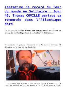 Tentative de record du Tour du monde en Solitaire : Jour 46