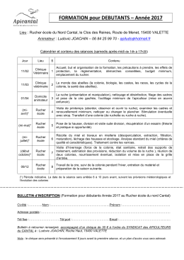 Bulletin d`inscription à la formation pour débutants du rucher école