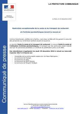 Communiqué de presse - La préfecture de la Sarthe